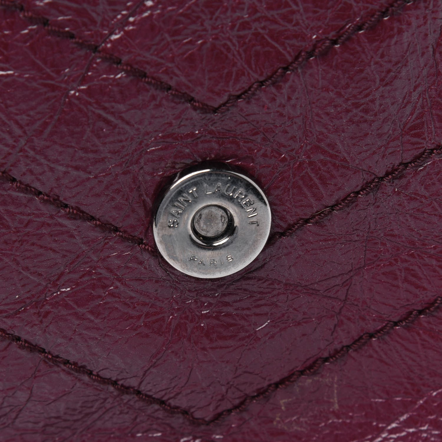Saint Laurent Crinkled Calfskin Matelasse Monogram Medium Niki Chain Satchel Burgundy 10 of 17