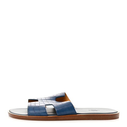 Hermes Matte Niloticus Crocodile Mens Izmir Sandals 44 Mykonos 1 of 10