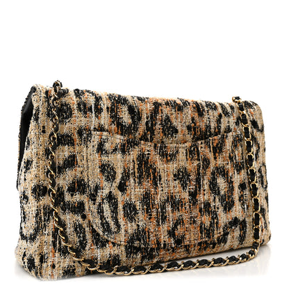 Chanel Tweed Mixed Fibers Leopard Print Souplissimo Maxi Flap Brown Black White 3 of 10
