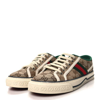 Gucci GG Monogram Web Womens 1977 Tennis Sneakers 38 Beige Ebony Mystic White 3 of 8