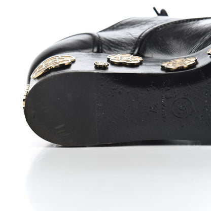 Chanel Crumpled Calfskin Lace Up Platform Oxfords 37 Black 19 of 22