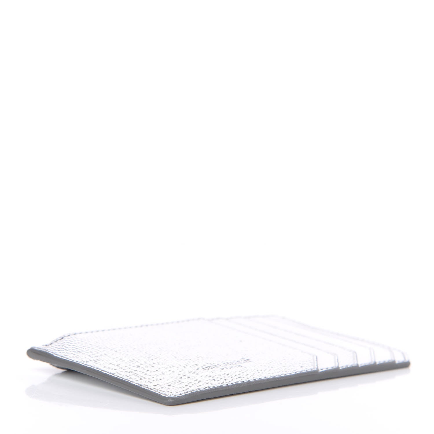 Saint Laurent Grained Calfskin 5 Fragments Zip Pouch Card Holder Silver 4 of 7