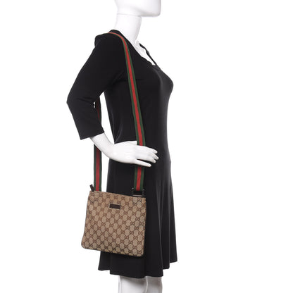 Gucci Monogram Web Small Flat Messenger Bag Brown 2 of 10