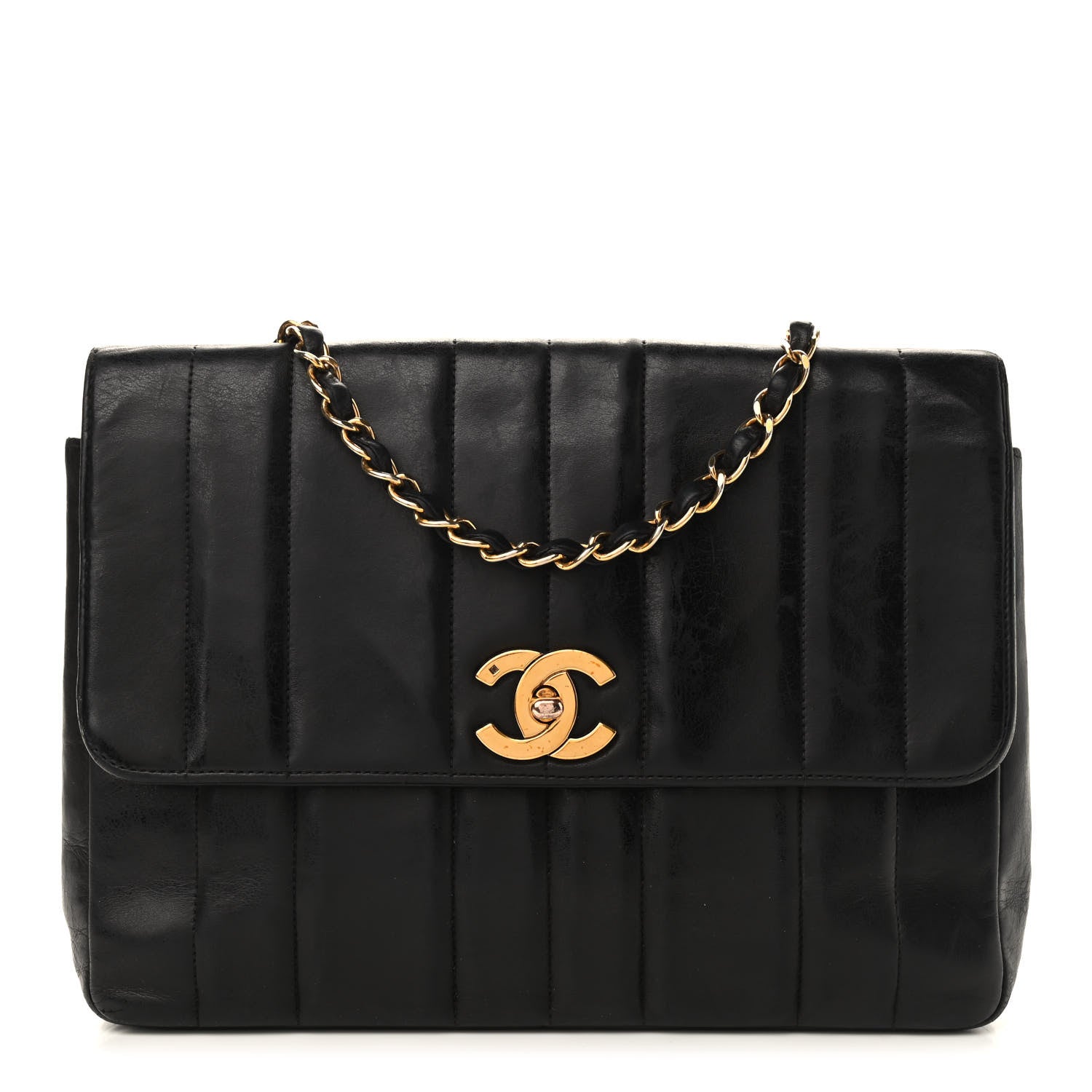 Chanel Lambskin Vertical Quilted Medium Single Flap Black 1 of 16