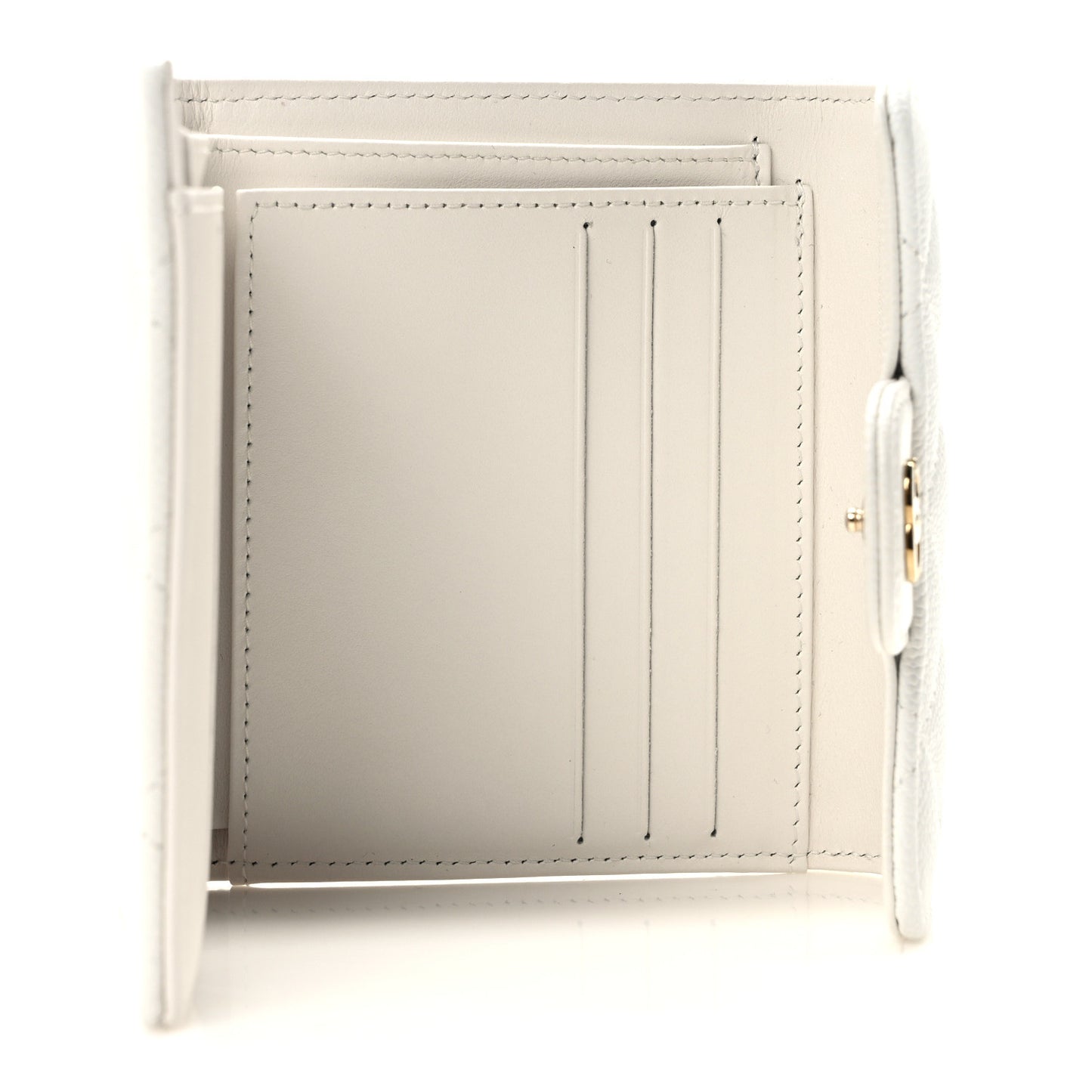 Caviar Quilted Compact Flap Wallet White