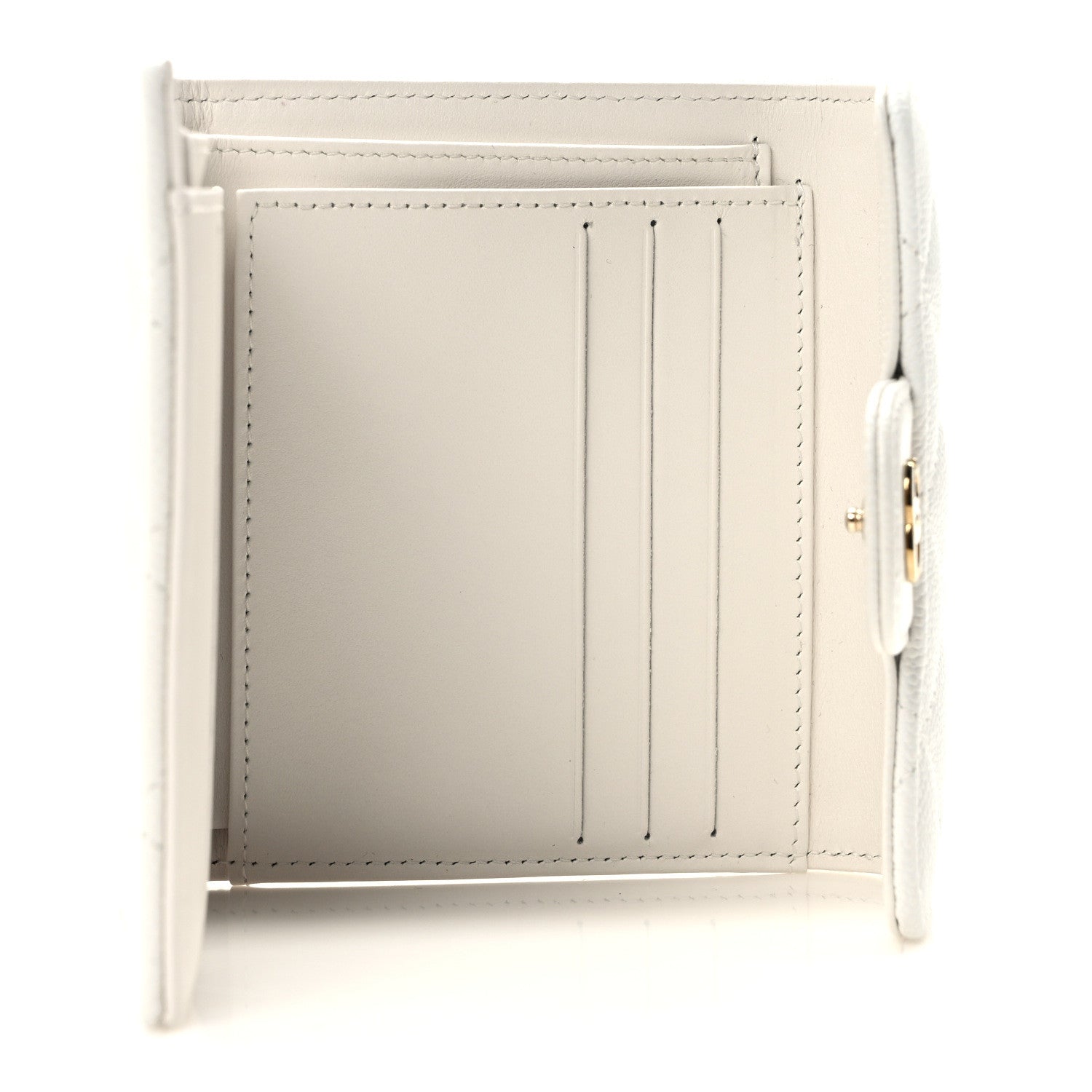 Chanel Caviar Quilted Compact Flap Wallet White 5 of 7