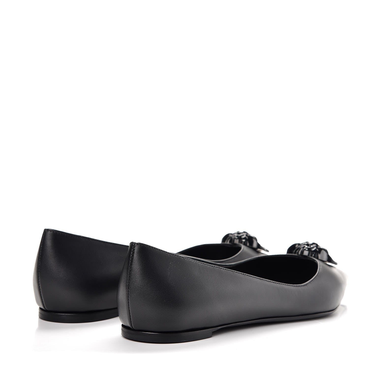 Versace Calfskin Palazzo Ballerina Flats 39.5 Black 4 of 11