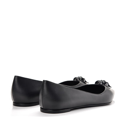 Versace Calfskin Palazzo Ballerina Flats 39.5 Black 4 of 11