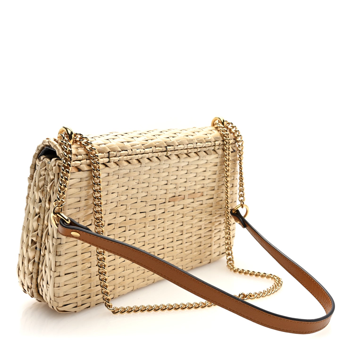 Gucci Glazed Wicker Small Cestino Shoulder Bag Natural 1863916