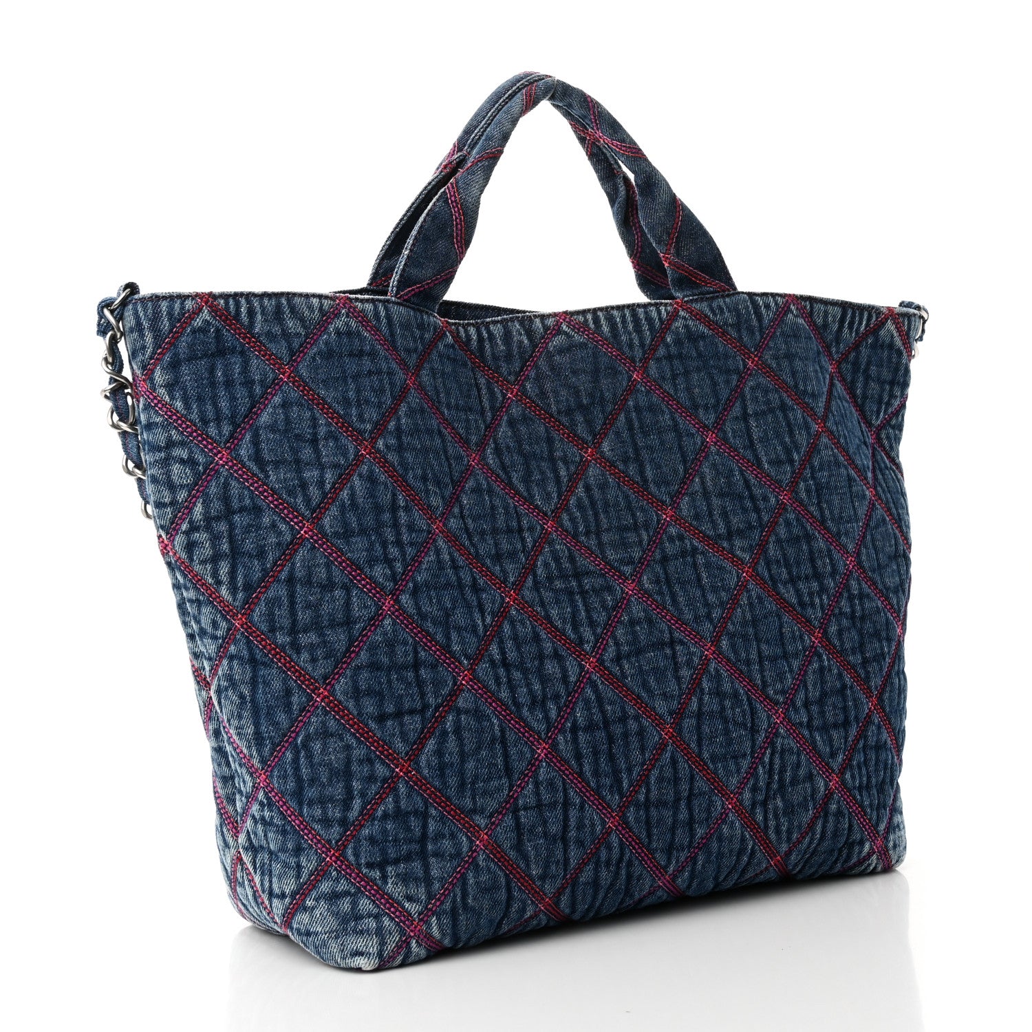 Chanel Denim Stitched Coco Beach Shopping Tote Blue 3 of 10