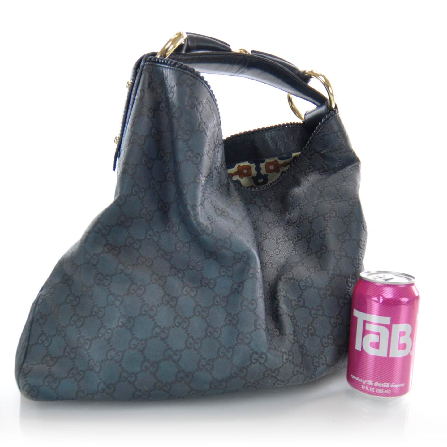 Guccissima Large Horsebit Chain Hobo Blue