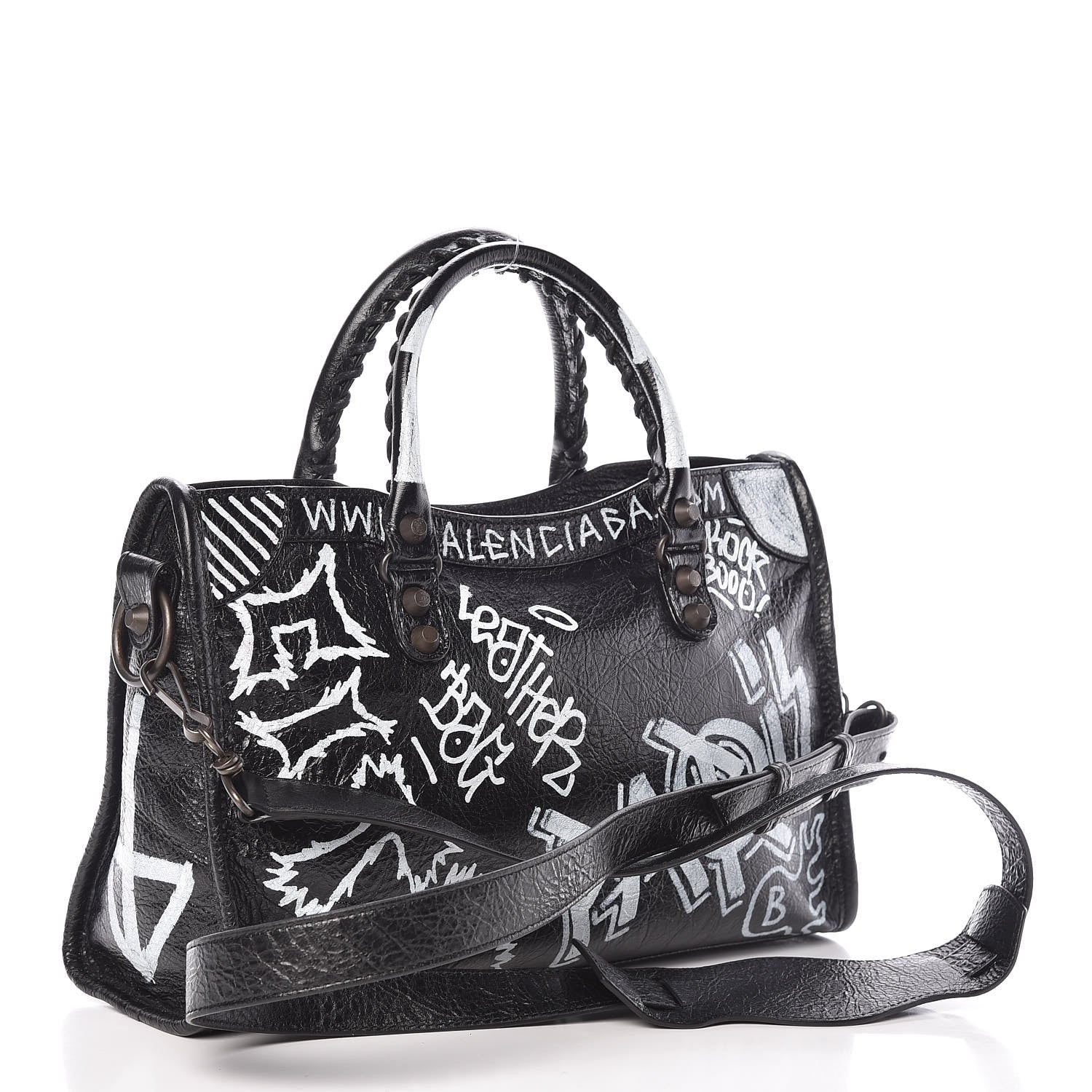 Balenciaga Agneau Classic Hardware Graffiti All Over S City Black 3 of 9