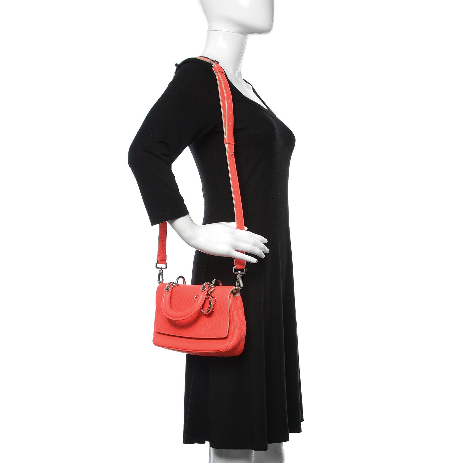 Christian Dior Bullcalf Mini Be Dior Satchel Fluorescent Goji Pink 2 of 19