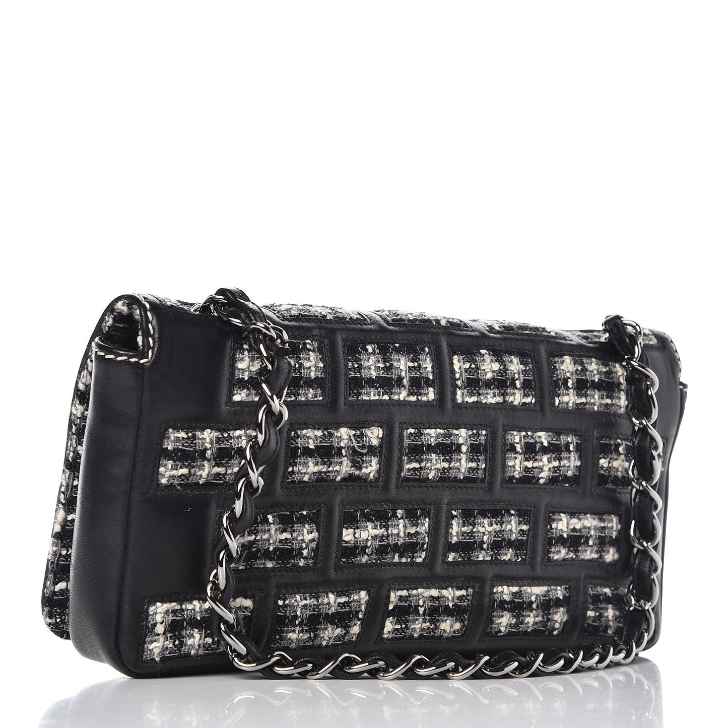 Lambskin Tweed East West Flap Black