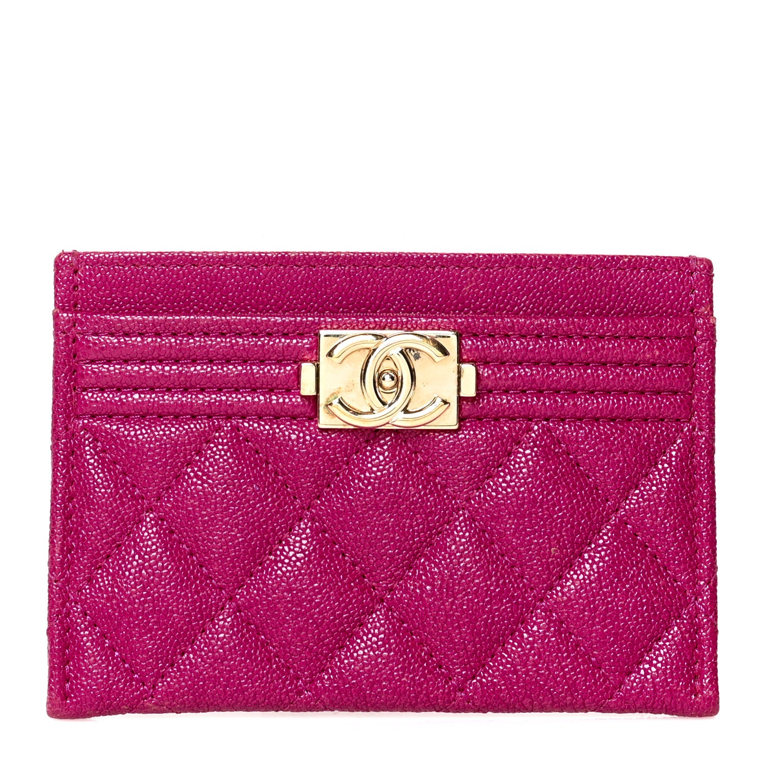 Chanel Caviar Quilted Boy Card Holder Fuchsia 1 of 8