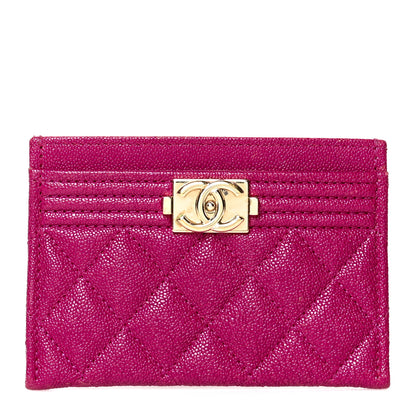 Chanel Caviar Quilted Boy Card Holder Fuchsia 1 of 8