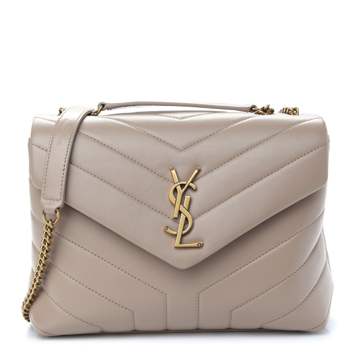 Calfskin Y Quilted Monogram Small Loulou Chain Satchel Dark Beige