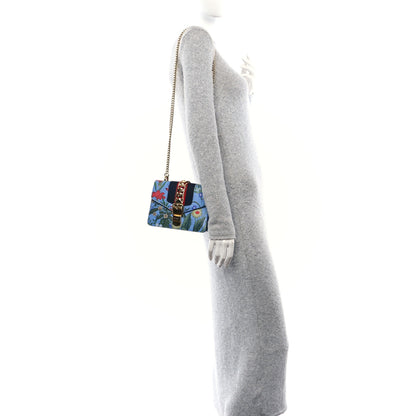 Gucci Shangai Calfskin Web New Flora Mini Sylvie Chain Shoulder Bag Azure 2 of 10