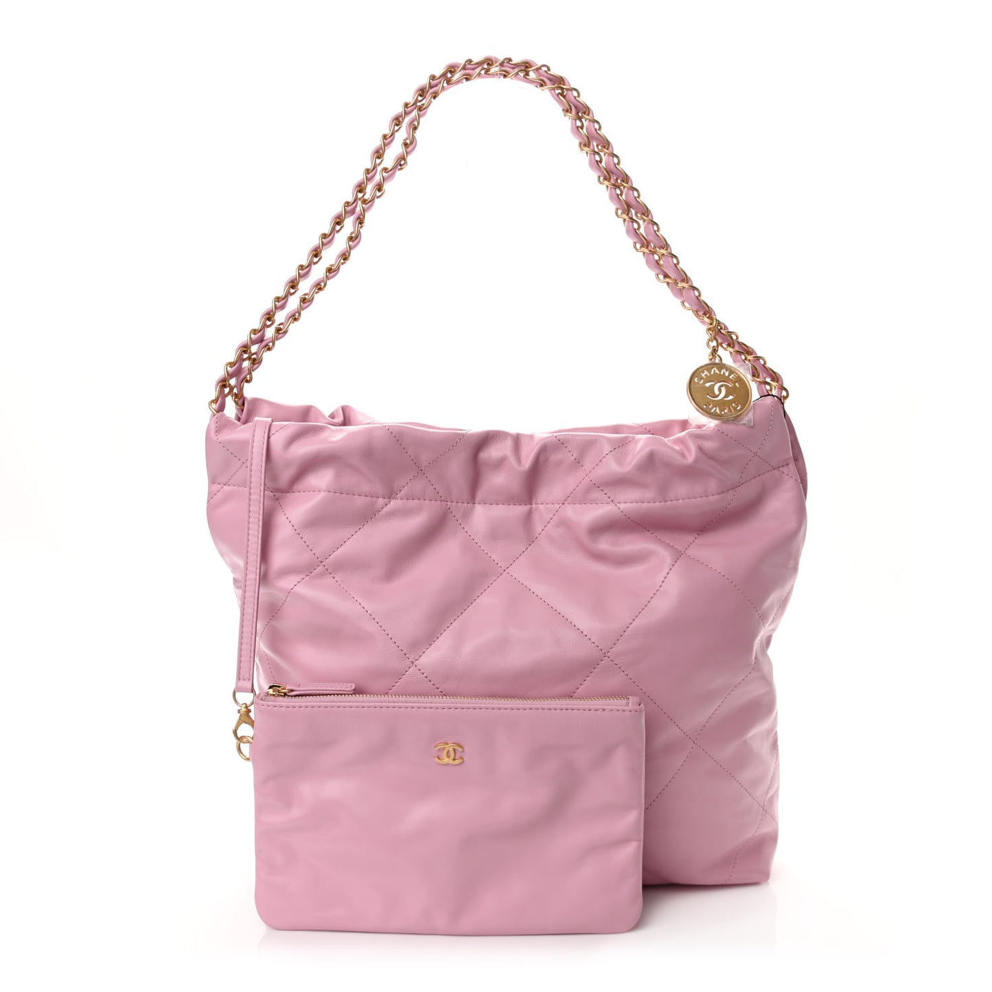 Shiny Calfskin Quilted Small Chanel 22 Pink