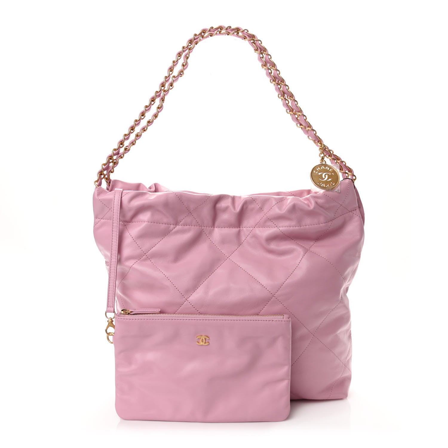 Chanel Shiny Calfskin Quilted Small Chanel 22 Pink 1 of 10