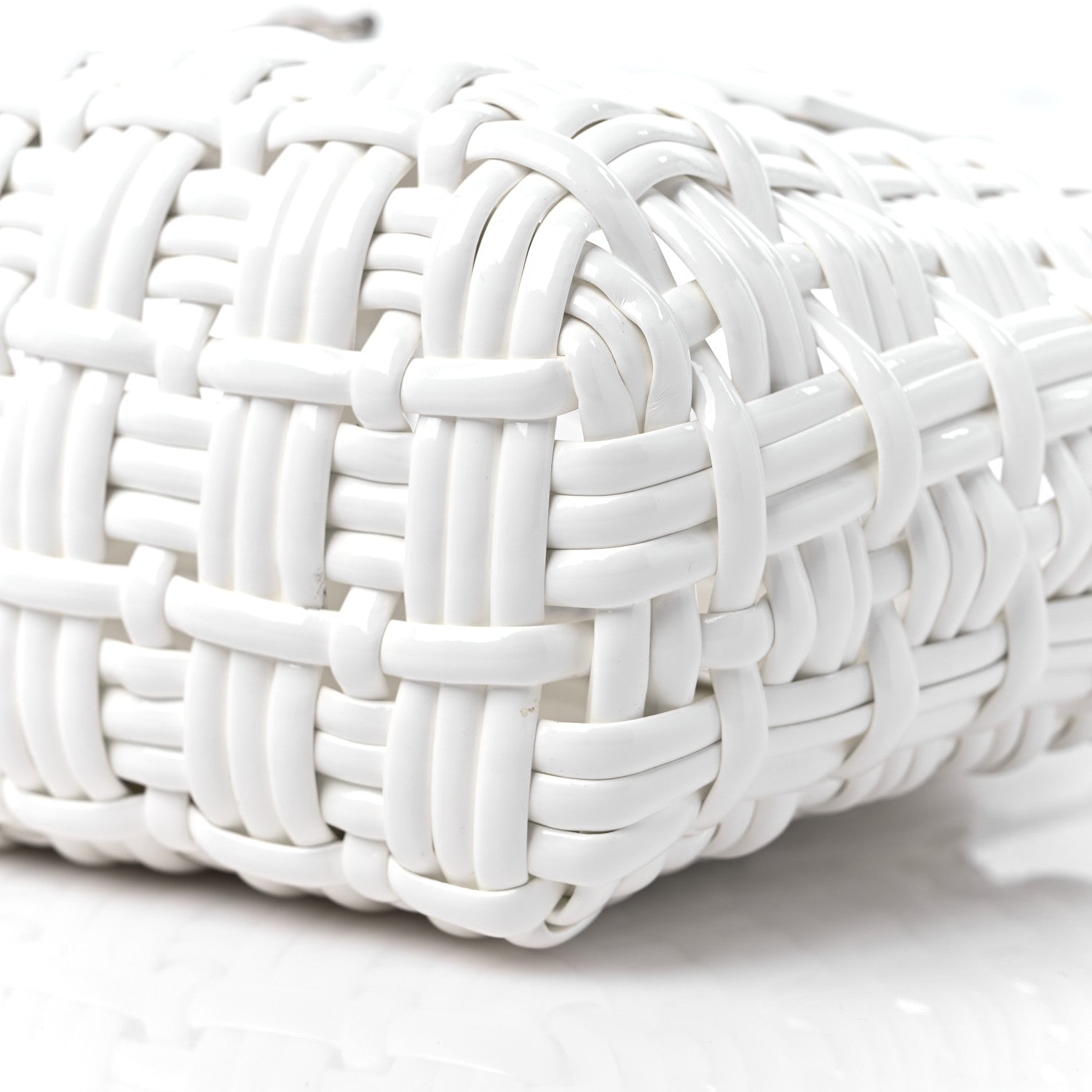 Balenciaga Faux Calfskin Braided Varnished XXS Bistro Basket White 8 of 9