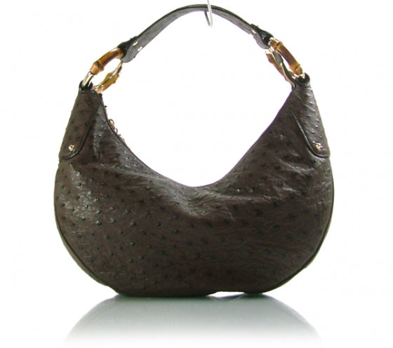 Ostrich Half Moon Bamboo Ring Hobo Brown