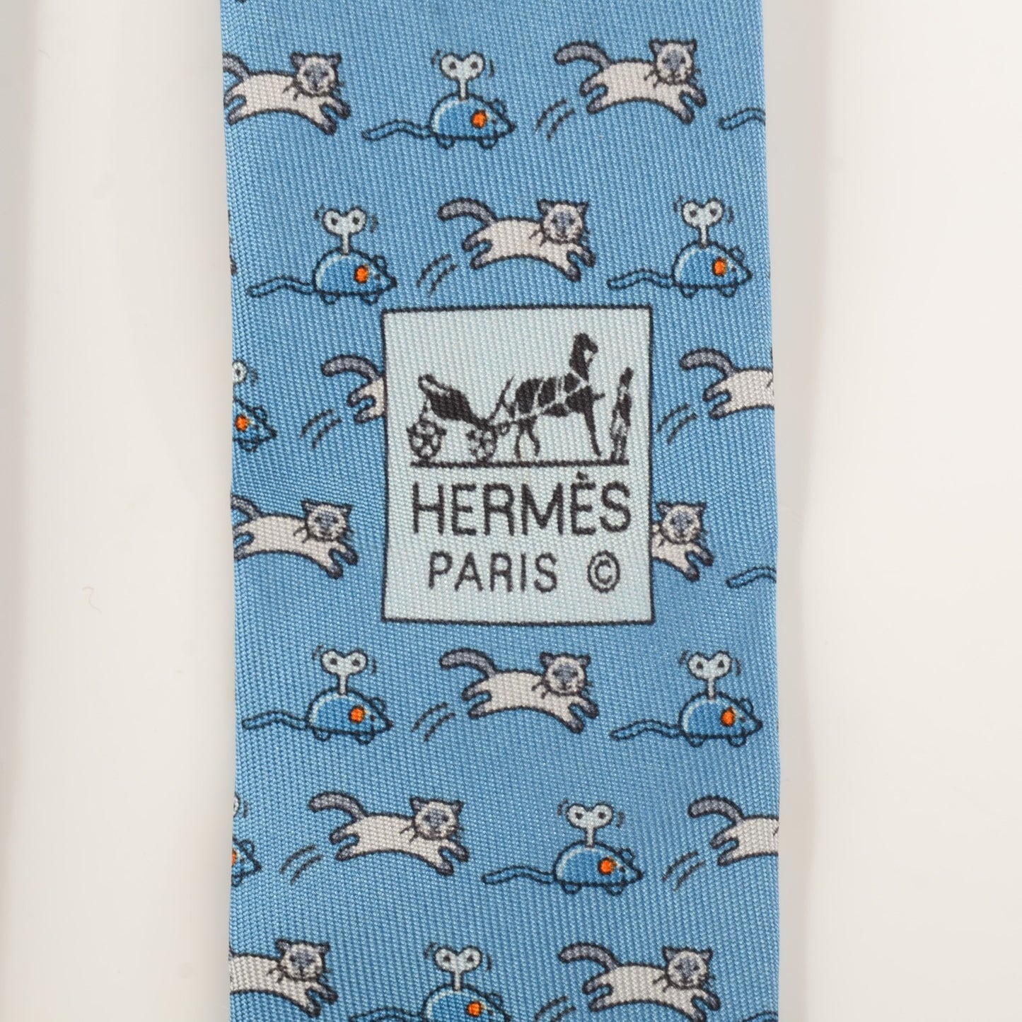 Silk Mecanichat Mens Neck Tie Ciel Craie Silex