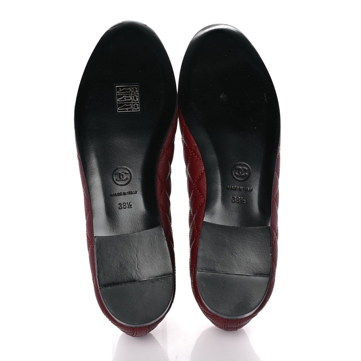 Caviar Quilted CC Cap Toe Ballerina Flats 38.5 Red