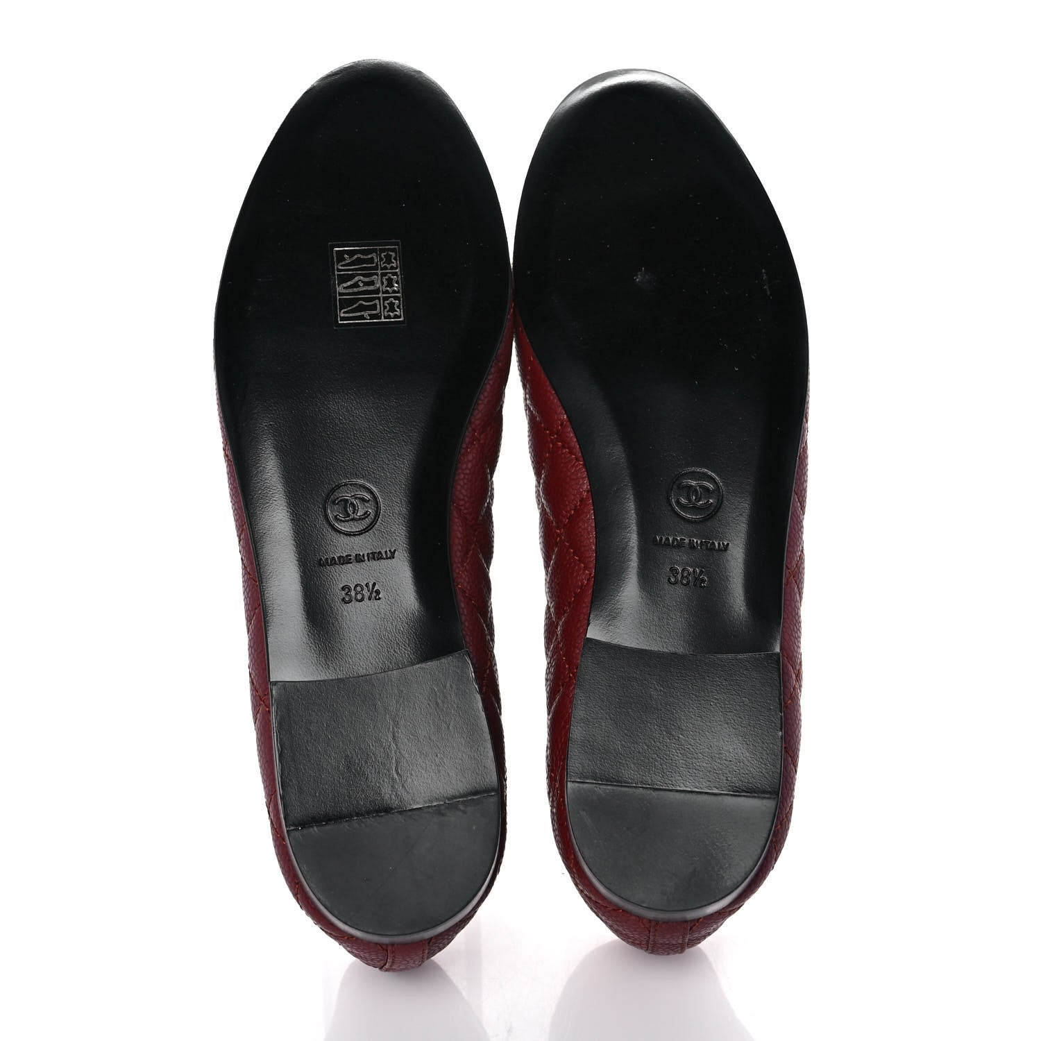 Chanel Caviar Quilted CC Cap Toe Ballerina Flats 38.5 Red 5 of 9