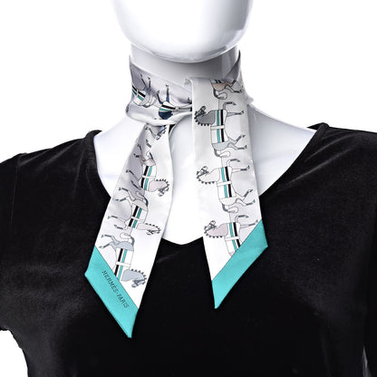Hermes Silk Rocabar Twilly White Gris Perle Menthe 1 of 5