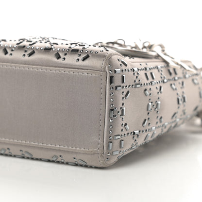 Christian Dior Satin Crystal Cannage Mini Lady Dior Gray 10 of 13