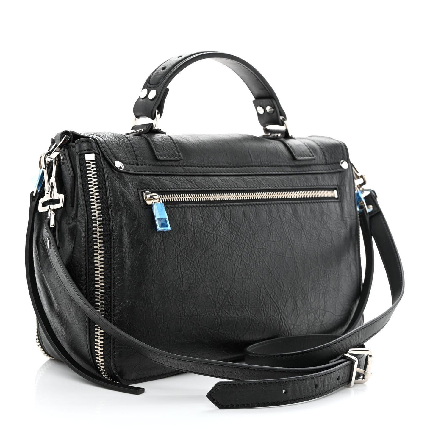 Lambskin Medium PS1 Plus Zip Satchel Black