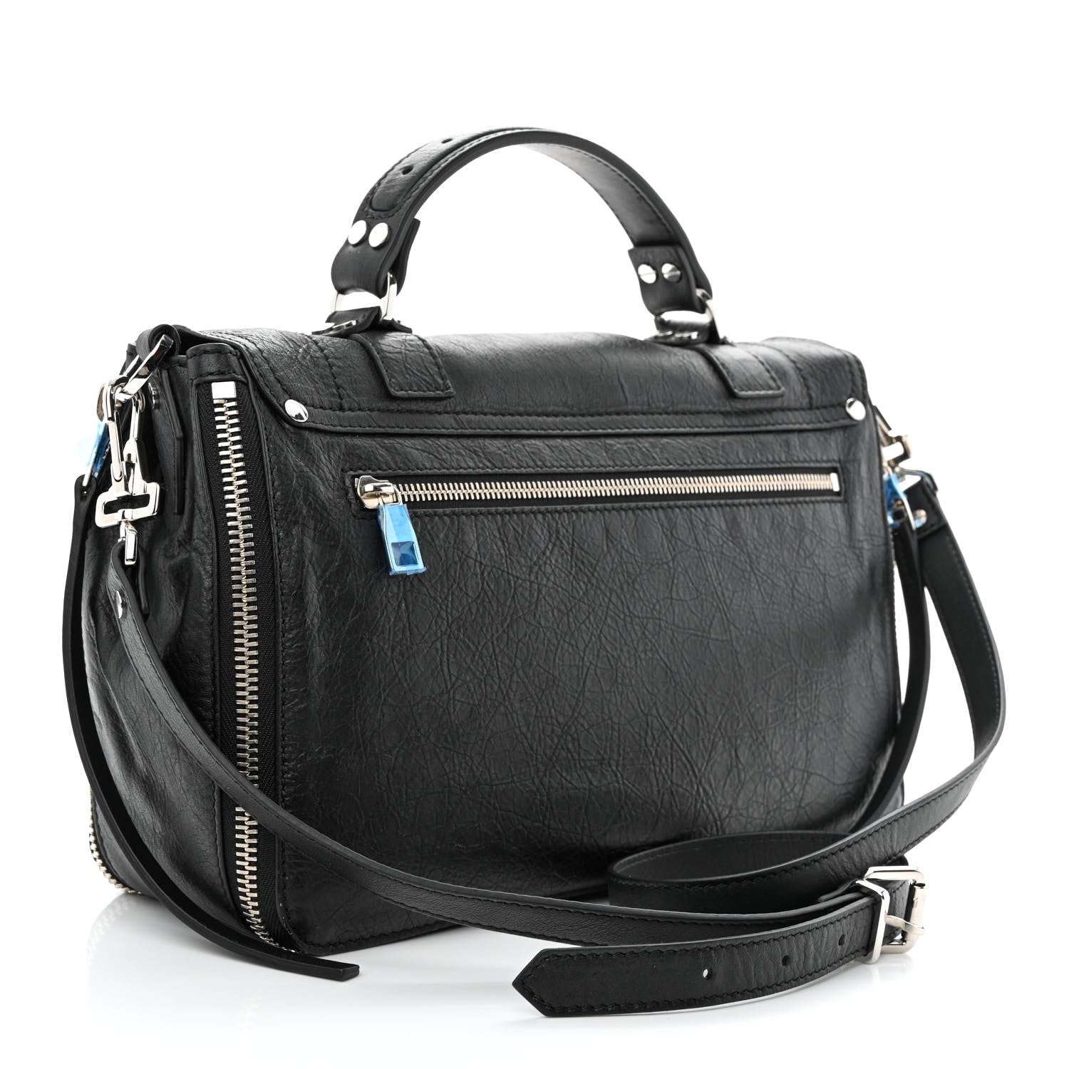 Proenza Schouler Lambskin Medium PS1 Plus Zip Satchel Black 3 of 9