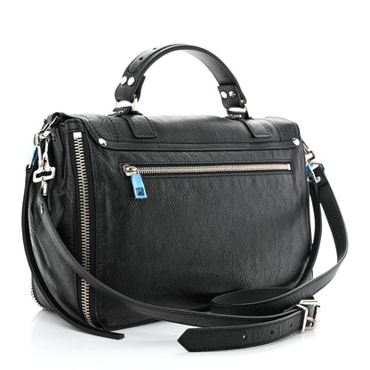 Proenza Schouler Lambskin Medium PS1 Plus Zip Satchel Black 3 of 9
