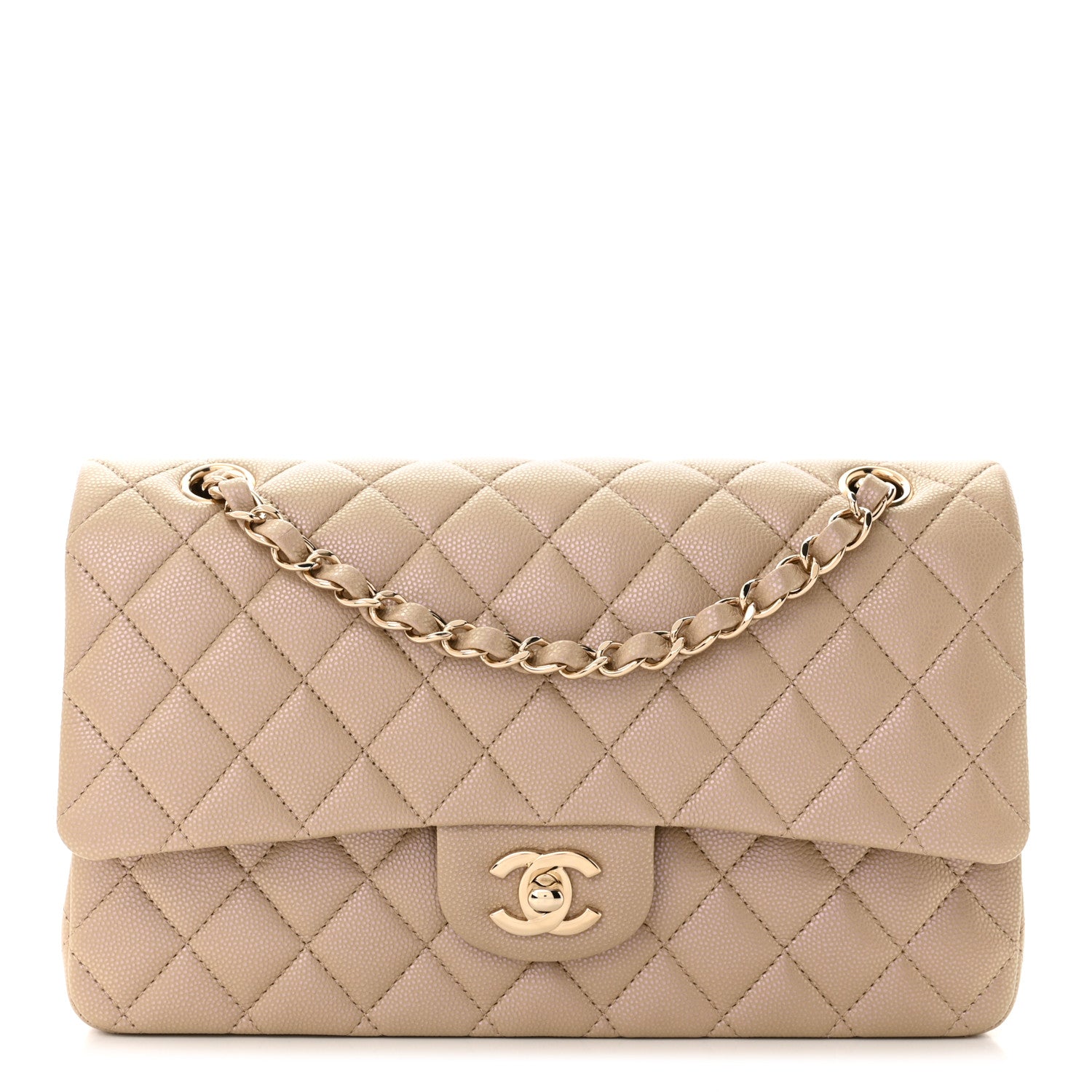 Chanel Iridescent Caviar Quilted Medium Double Flap Dark Beige 1 of 10
