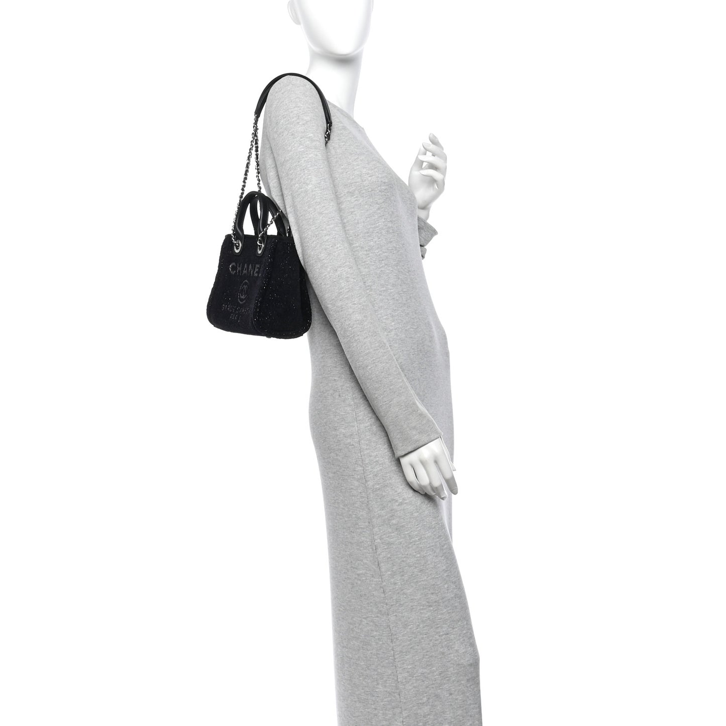 Lurex Canvas Mini Deauville Tote Black