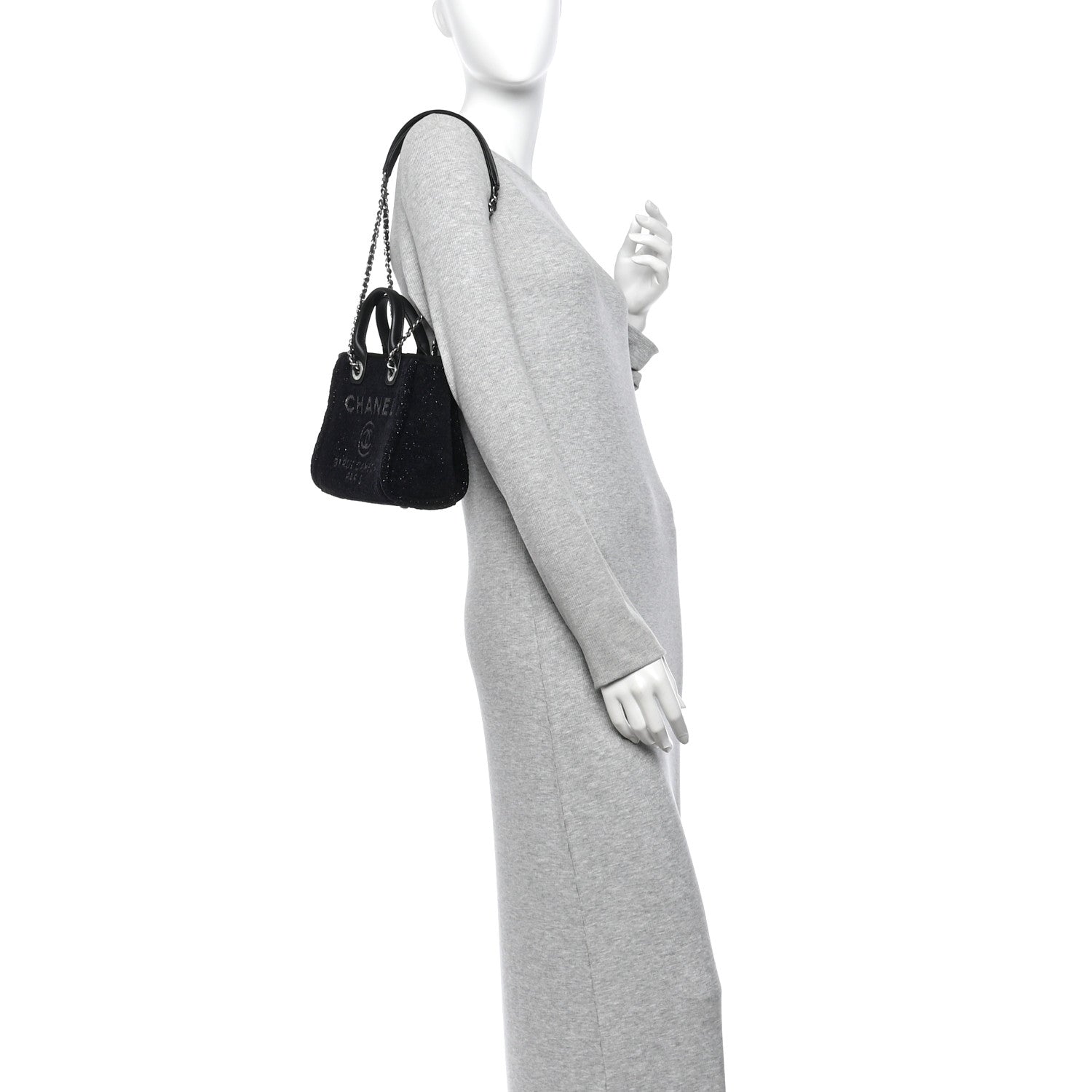 Chanel Lurex Canvas Mini Deauville Tote Black 2 of 11