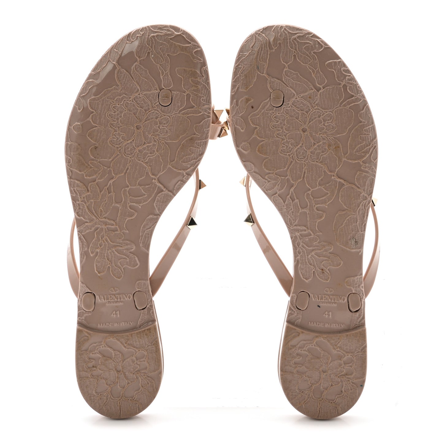 PVC Jelly Rockstud Bow Thong Sandals 41 Poudre