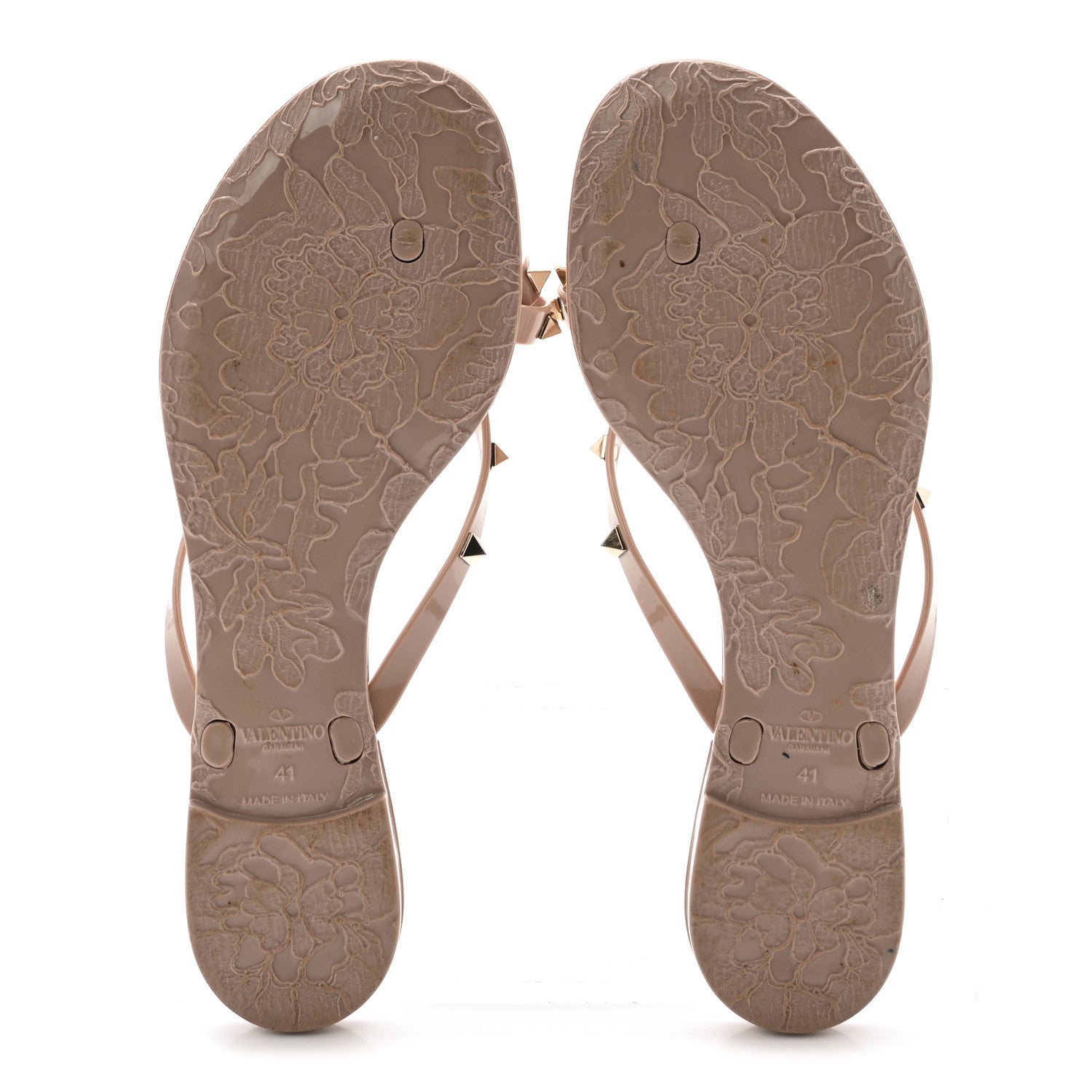 Valentino Garavani PVC Jelly Rockstud Bow Thong Sandals 41 Poudre 6 of 8