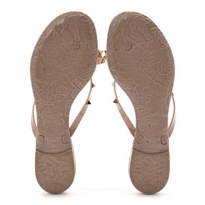 Valentino Garavani PVC Jelly Rockstud Bow Thong Sandals 41 Poudre 6 of 8