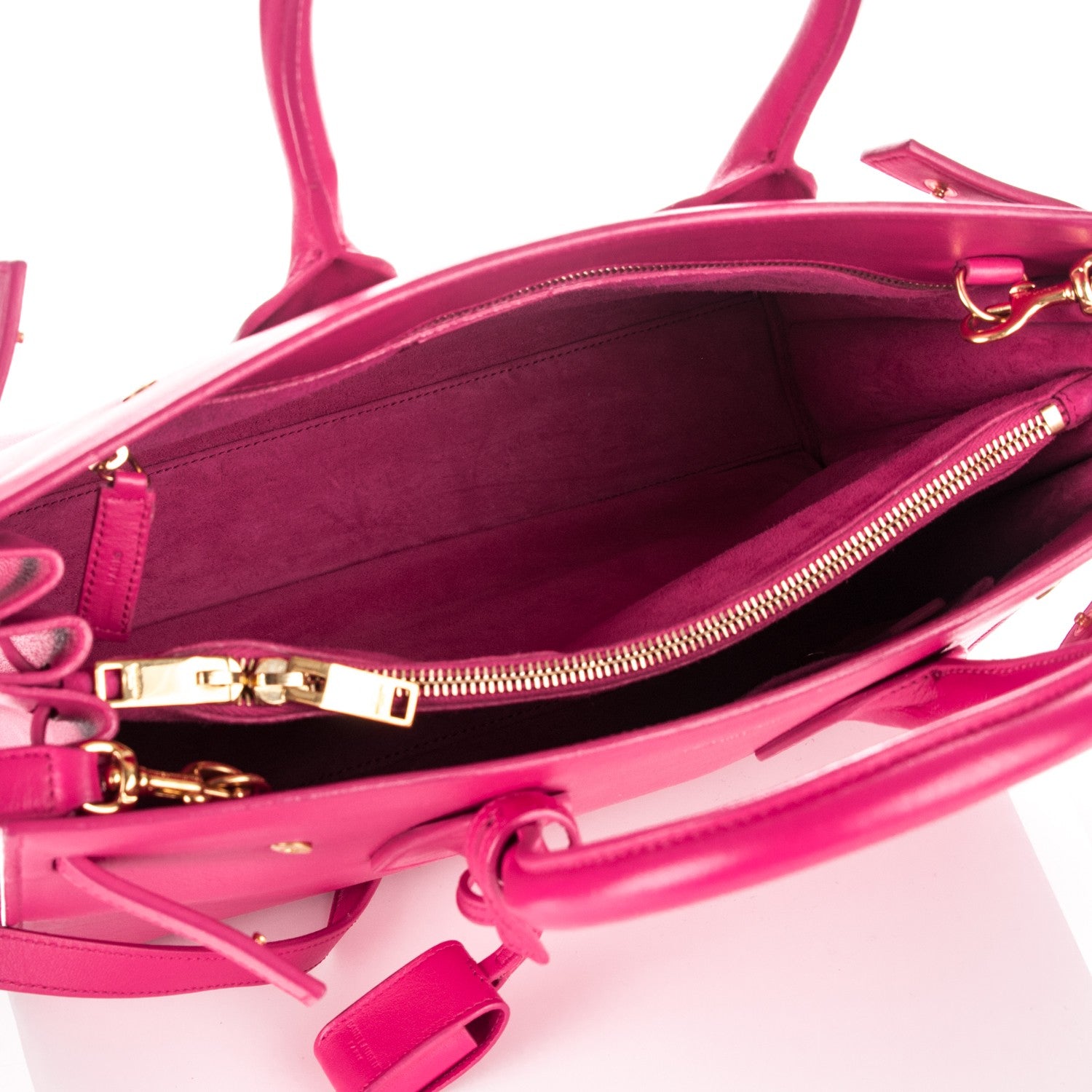 Saint Laurent Calfskin Small Sac De Jour Lipstick Fuchsia 5 of 7
