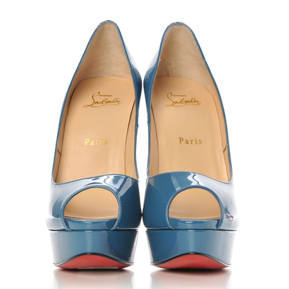 Christian Louboutin Patent Lady Peep 150 Pumps 39.5 Ocean 2 of 9