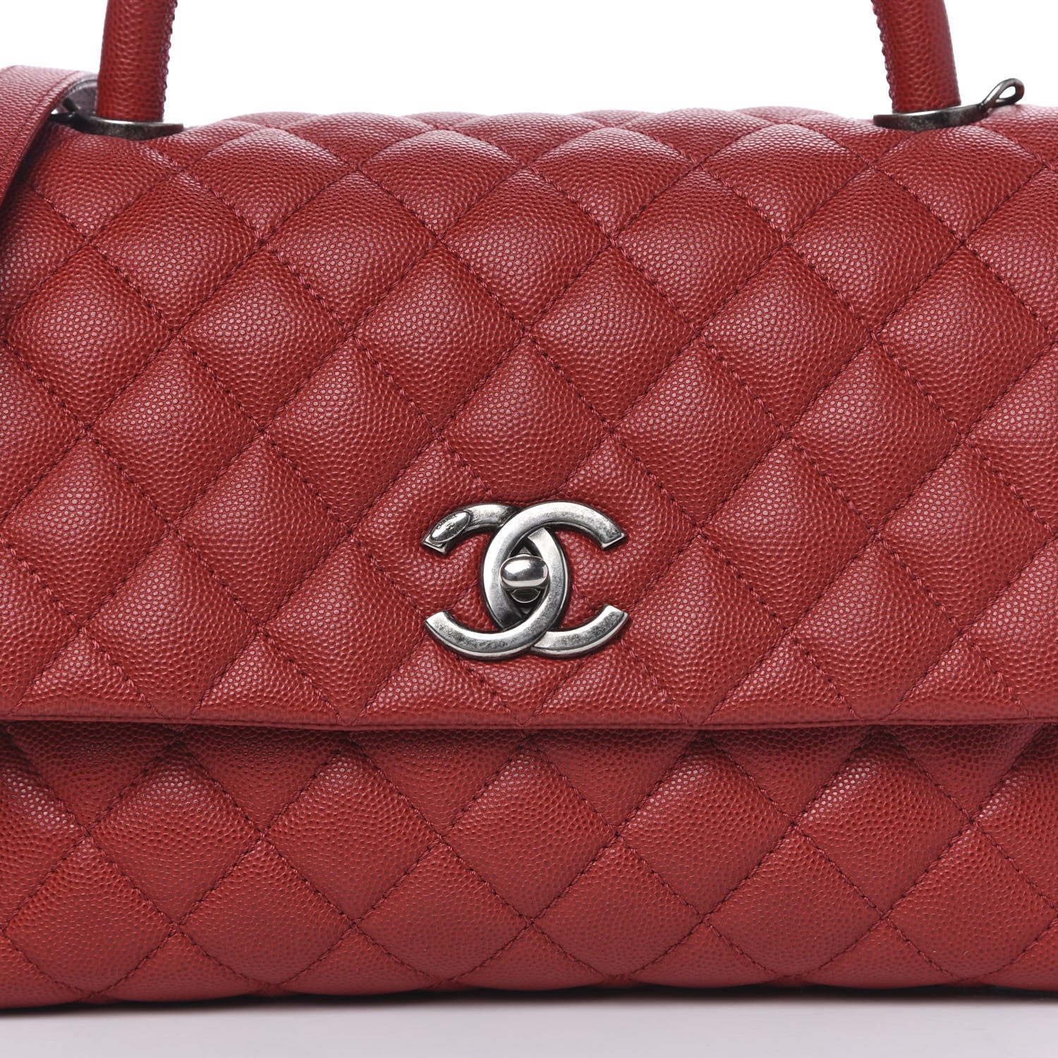 Chanel Caviar Quilted Small Coco Handle Flap Red 11 of 11