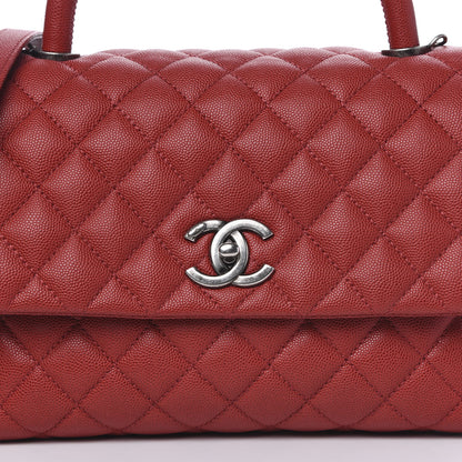 Chanel Caviar Quilted Small Coco Handle Flap Red 11 of 11