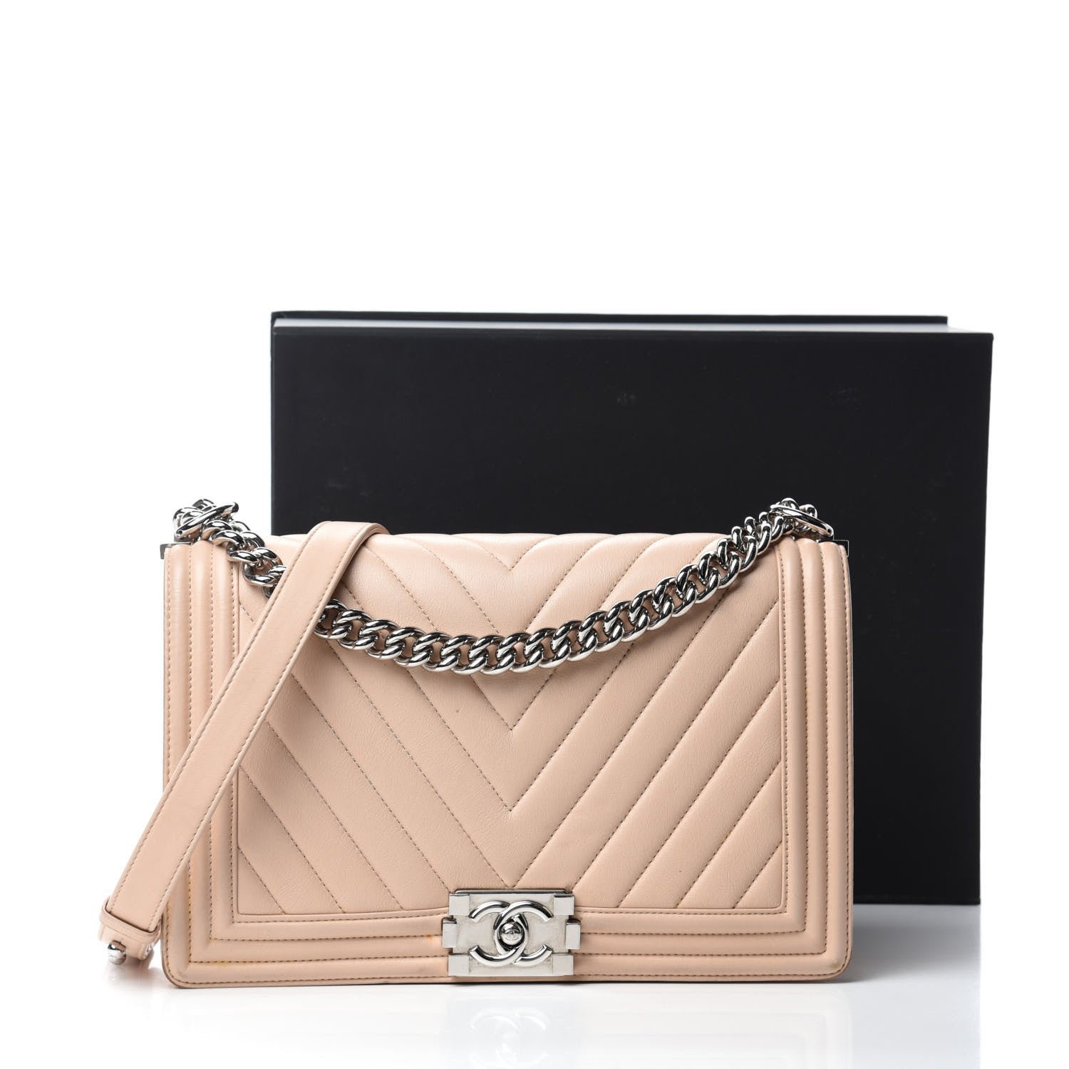 Chanel Calfskin Chevron Quilted New Medium Boy Flap Light Pink 15 of 15
