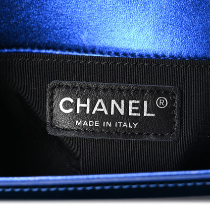 Chanel Metallic Patent Calfskin Quilted Small Boy Flap Blue 6 of 11