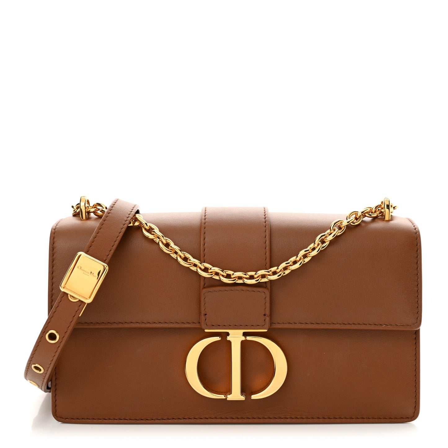 Grained Calfskin 30 Montaigne East West Chain Flap Bag Brown