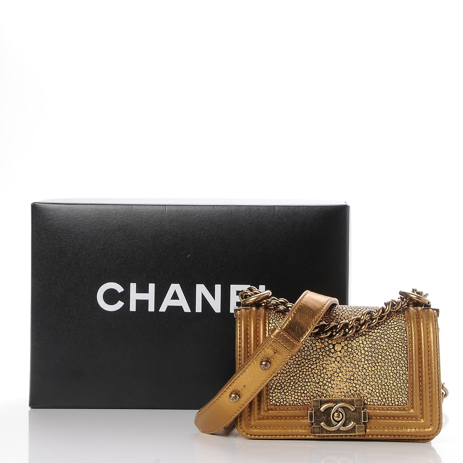 Chanel Galuchat Stingray Mini Boy Flap Gold 8 of 8