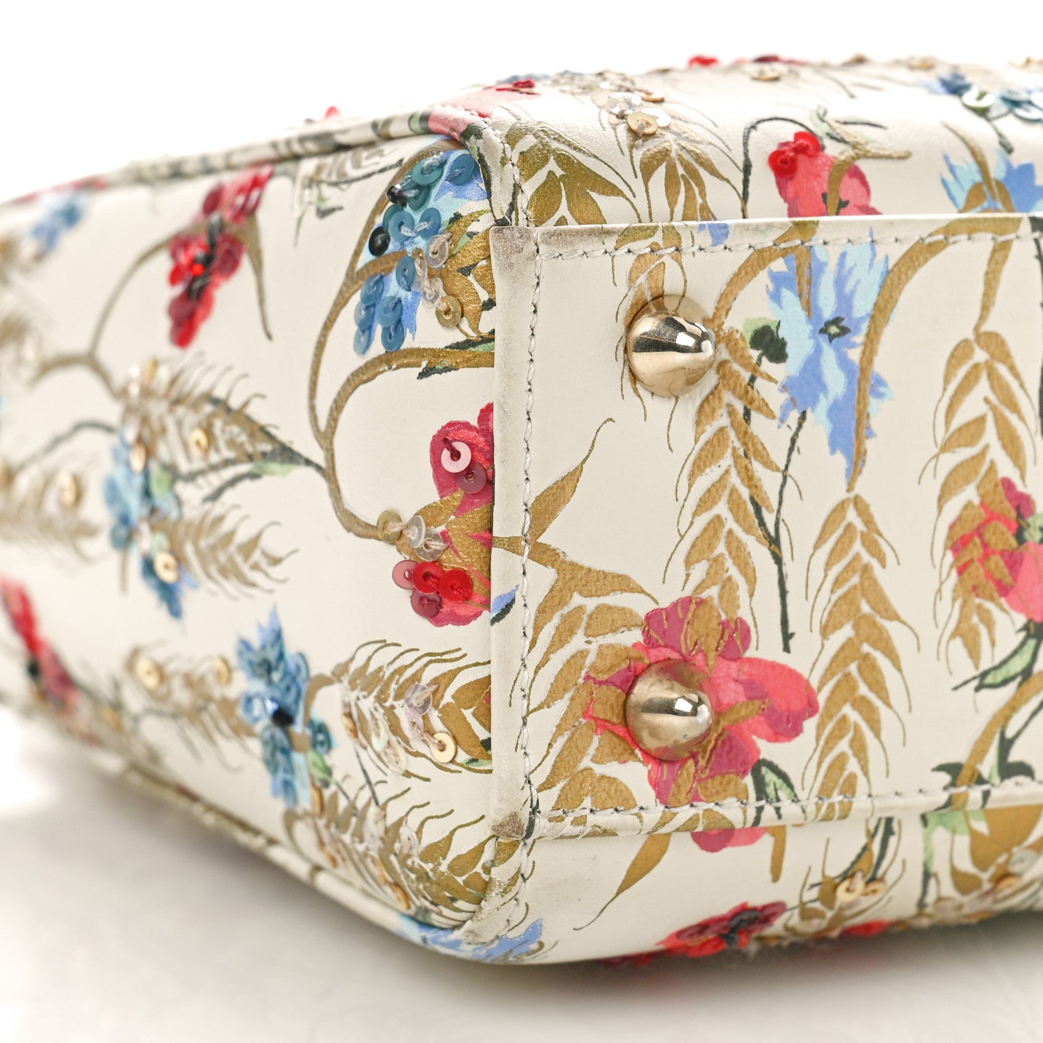 Christian Dior Calfskin Hibiscus Printed Embroidered My ABCDior Lady Dior Beige Multicolor 7 of 11