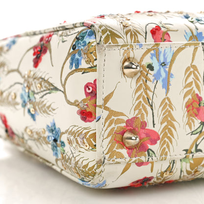 Christian Dior Calfskin Hibiscus Printed Embroidered My ABCDior Lady Dior Beige Multicolor 7 of 11